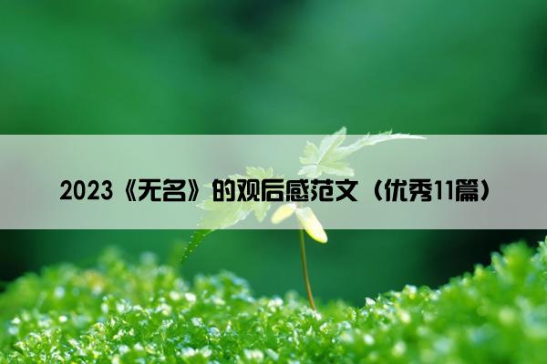 2023《无名》的观后感范文（优秀11篇）