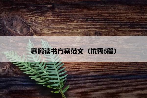 寒假读书方案范文（优秀5篇）