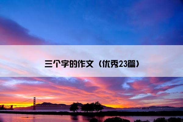 三个字的作文（优秀23篇）